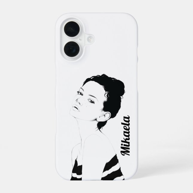 Individuelle Mädchenillustration iPhone 16 Hülle (Rückseite)