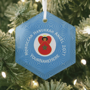 Individuelle marokkanische Chanukka-Engelflagge  Ornament Aus Glas