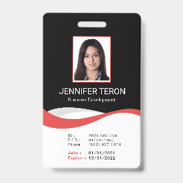 Individuelle, moderne Black Employee ID Card mit B Ausweis
