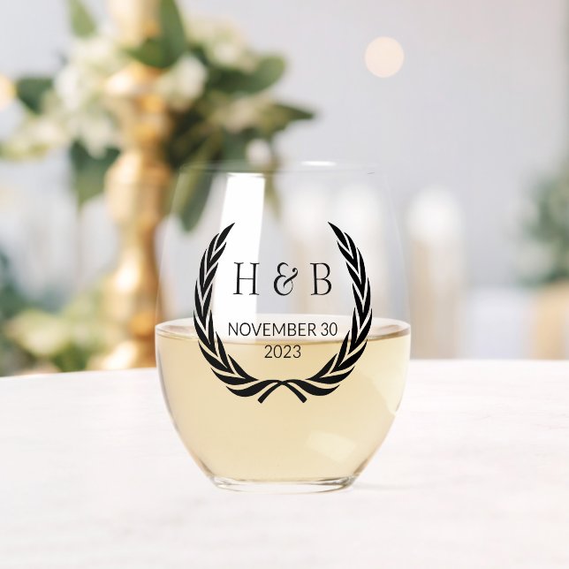 Individuelle, moderne Schwarze Kalligrafie-Doppeli Weinglas Ohne Stiel (Insitu (Hochzeit))