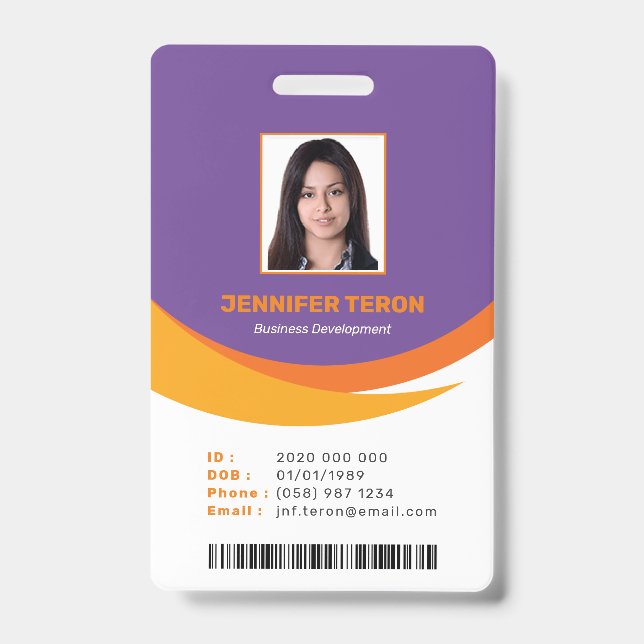 Individuelle, moderne Violet Mitarbeiter ID Card m Ausweis (Vorderseite)