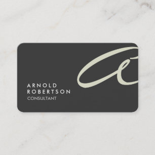 Individuelle Monogramm-Einfarbig-Grau-Beige Visite Visitenkarte