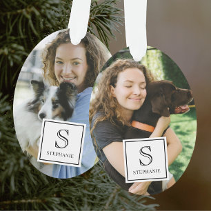 Individuelle Monogramm-, Namens- und Foto-Haustier Ornament