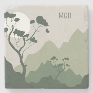 Individuelle Monogramm-Natur-Illustration Steinuntersetzer