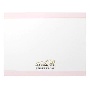 Individuelle Monogramm Pastell Rosa Gold Anfangsbu Notizblock
