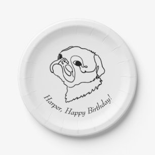 Individuelle Mops Feier Geburtstag Pappteller
