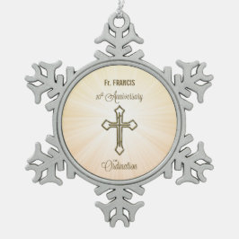 Individuelle Name, 10. Jahrestag der Ordination Schneeflocken Zinn-Ornament
