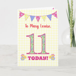 Individuelle Name 11. Geburtstag Primroses Jagdkar Karte