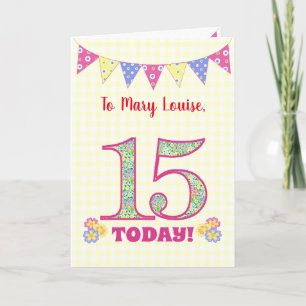 Individuelle Name 15. Geburtstag Primroses Jagdkar Karte