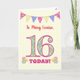 Individuelle Name 16. Geburtstag Primroses Jagdkar Karte