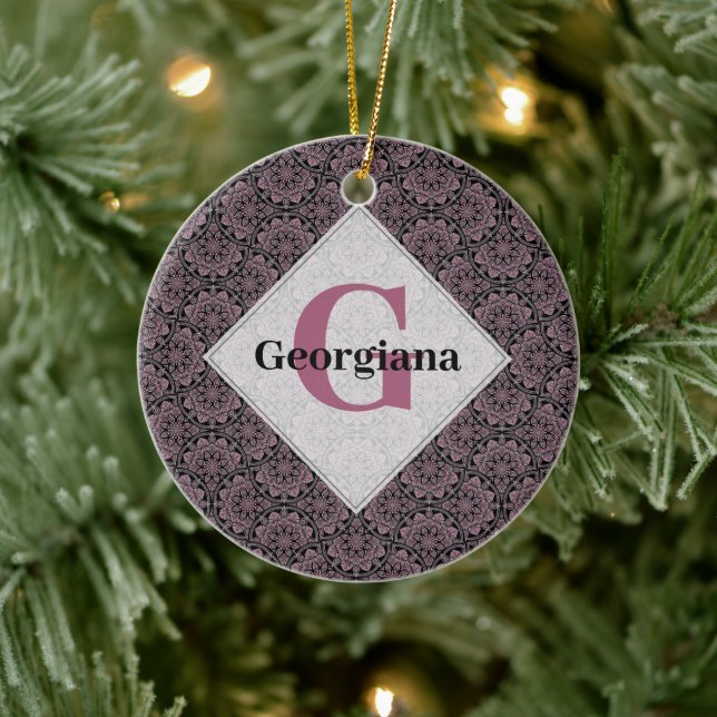 Individuelle Name 1920er Jahre Dusky Rose Floral F Keramik Ornament (Baum)