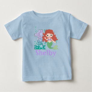 Individuelle Name 1. Geburtstag Princess Mermaid S Baby T-shirt