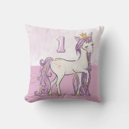 Individuelle Name 1. Geburtstag Rosa Pferd mit Kro Kissen