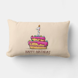 Individuelle Name, 1. Geburtstag, süßer rosa Kuche Lendenkissen