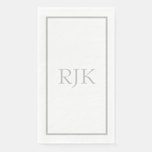 Individuelle Name 2023: Light Gray Monogram Initia Serviette (Vorderseite)