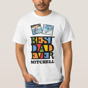 Individuelle Name & 2 Fotos BESTER VATER JE T-Shirt