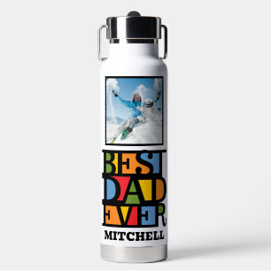 Individuelle Name & 2 Fotos BESTER VATER JE Trinkflasche