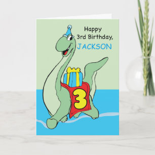Individuelle Name, 3. Geburtstag Dinosaurier, Jack Karte