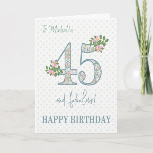 Individuelle Name 45. Geburtstagskarte Floral und  Karte