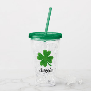 Individuelle Name 4 Leaf Clover St. Patrick's Day Acryltrinkbecher