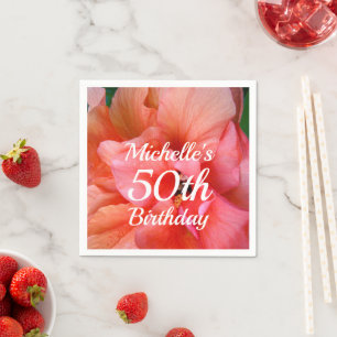 Individuelle Name 50. Geburtstag Tropische Blume Serviette