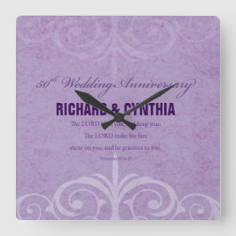 Individuelle Name, 50. Hochzeitstag bis Paar Quadratische Wanduhr