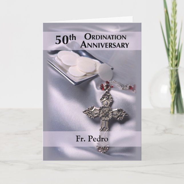 Individuelle Name 50. Ordination Jubiläum Glückwun Karte (Vorderseite)