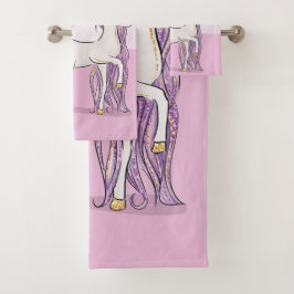 Individuelle Name 5. Geburtstag Rosa Pferd mit Kro Badhandtuch Set