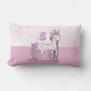 Individuelle Name 5. Geburtstag Rosa Pferd mit Kro Lendenkissen