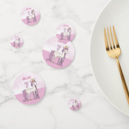 Individuelle Name 7. Geburtstag Rosa Pferd mit Kro Konfetti