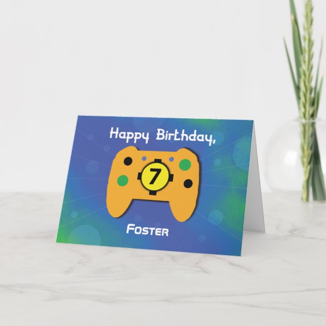 Individuelle Name 7 Jahre alter Gamer-Controller Karte (Vorderseite)