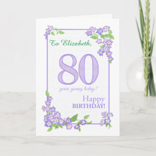 individuelle Name 80. Geburtstag mit Phlox Blume C Karte