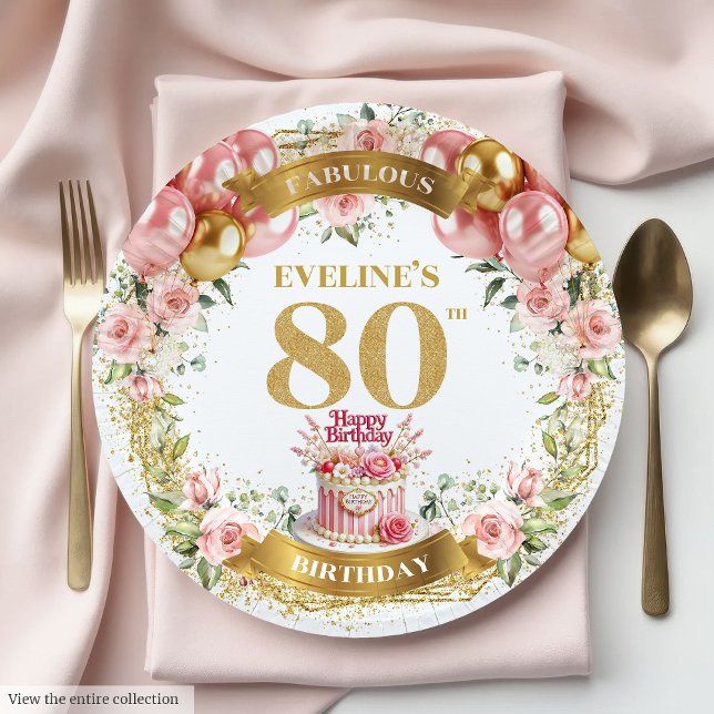 Individuelle Name 80. Geburtstag Teller (Custom Name 80th Birthday Plates)