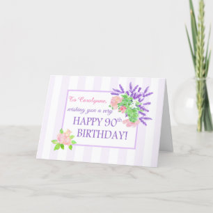 Individuelle Name 90. Geburtstag mit Summer Blume  Feiertagskarte