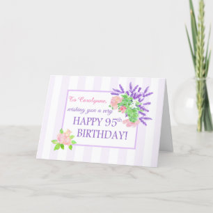 Individuelle Name 95. Geburtstag mit Summer Blume Feiertagskarte