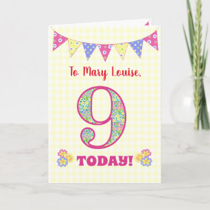 Individuelle Name 9. Geburtstag Primroses Jagdkart Karte