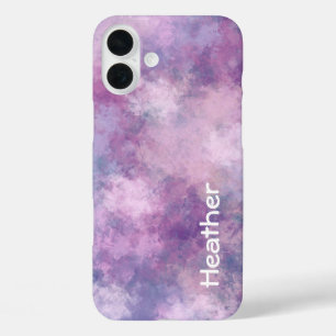 Individuelle Name Abstrakt Blau, Lilac und Rosa iPhone 16 Plus Hülle