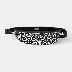 Individuelle Name Abstrakt Flora Elegant Schwarz & Bauchtasche