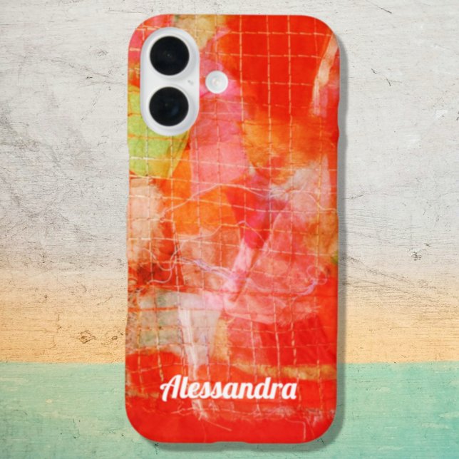 Individuelle Name Abstrakte Retro-Rote Orange Case-Mate iPhone Hülle (Von Creator hochgeladen)