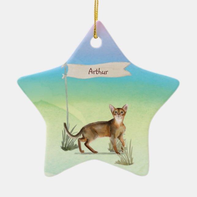 Individuelle Name Abyssinian Cat Pet Keramik Ornament (Vorne)