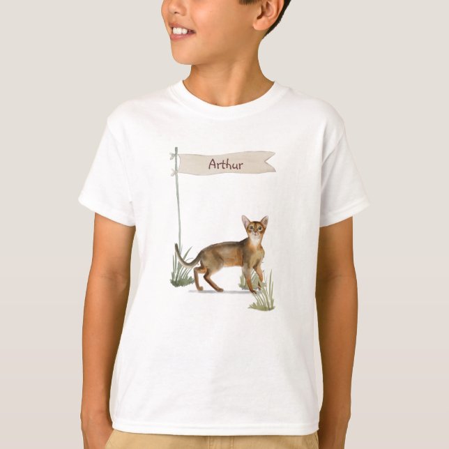 Individuelle Name Abyssinian Cat Pet T-Shirt (Vorderseite)
