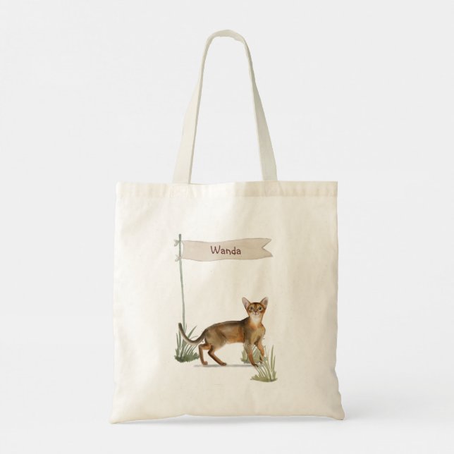 Individuelle Name Abyssinian Cat Pet Tote Bag Tragetasche (Rückseite)