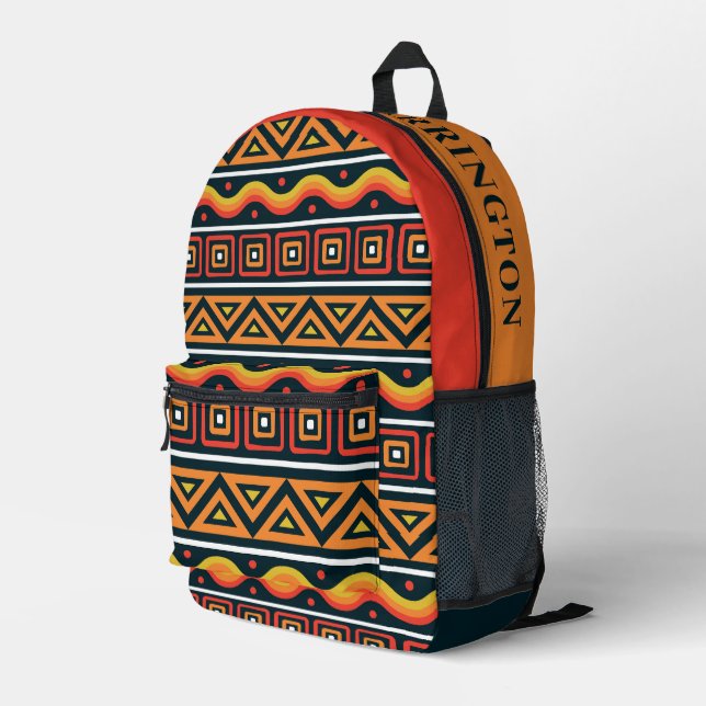 Individuelle Name African Pattern Bedruckter Rucksack (Rückseitige Ecke Rechts)