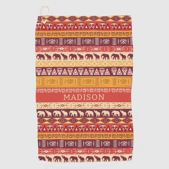 Individuelle Name African Pattern Golfhandtuch (Vorderseite)
