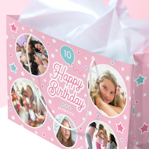 Individuelle Name Age Foto Collage Geburtstagsstar Große Geschenktüte