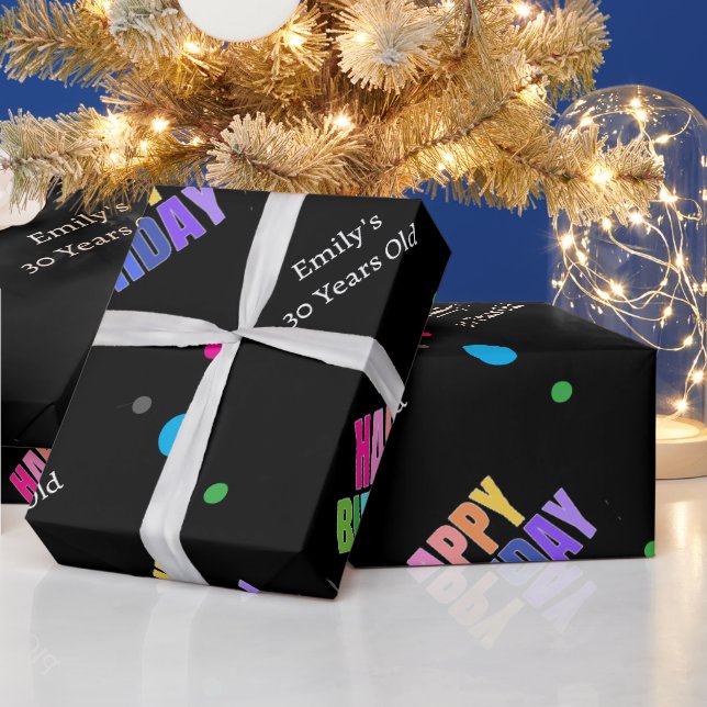 Individuelle Name Age Gold Back Happy Birthday Gir Geschenkpapier (Feiertage)