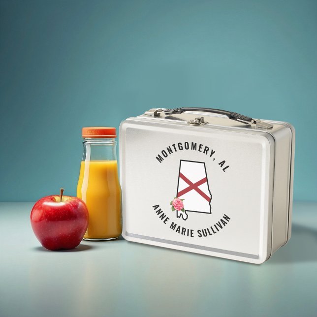 Individuelle Name Alabama Flag & Blume Cornhole Se Metall Brotdose (Von Creator hochgeladen)