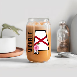 Individuelle Name Alabama Flag und Staat Blume Cam Dosenglas