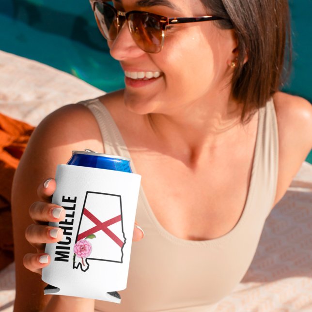 Individuelle Name Alabama Flag und Staat Blume Cam Dosenkühler (Von Creator hochgeladen)