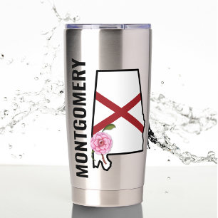 Individuelle Name Alabama Flag und Staat Blume Cam Thermobecher
